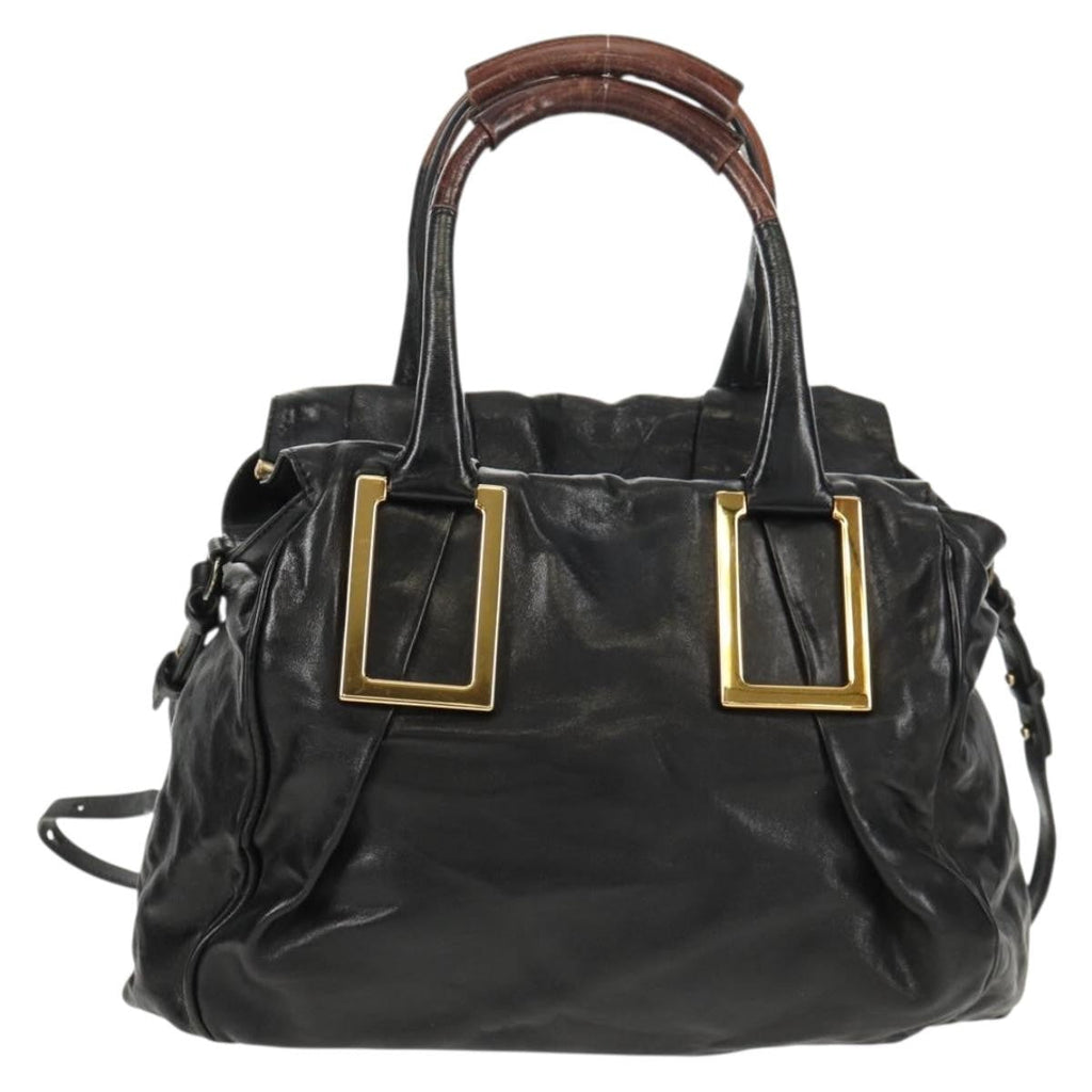 Chloe Ethel Handbag Leather Black Leather Handbag (Authentic  )
