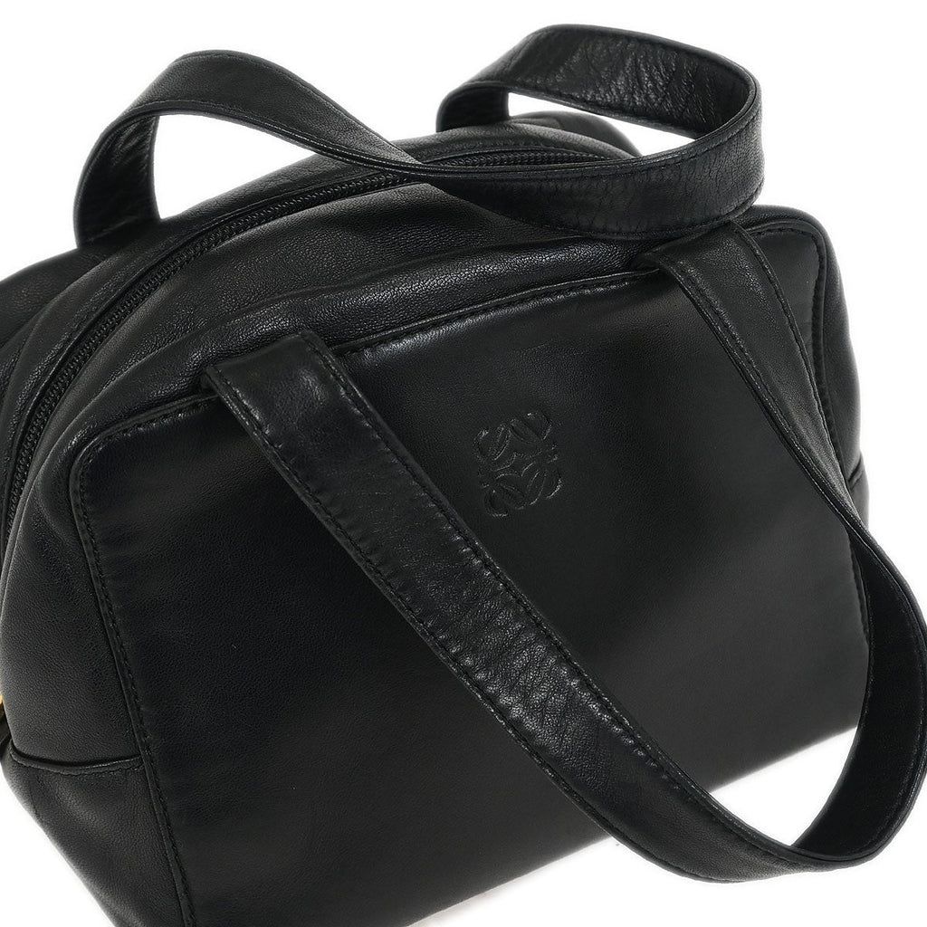 Loewe Anagram Handbag Leather Black Leather Handbag (Authentic  )