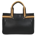 Gucci Web Handbag Leather Wih Canvas Black Leather Handbag (Authentic  )