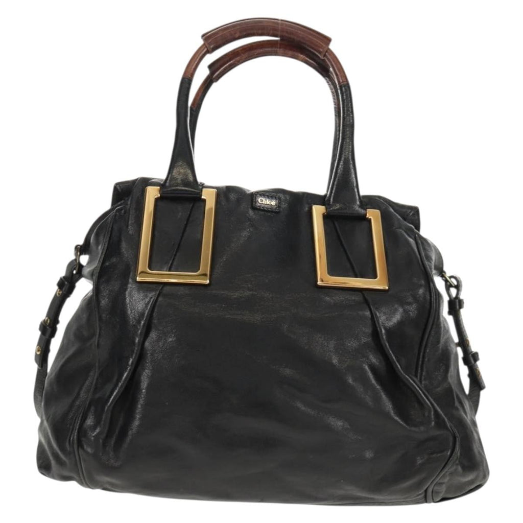 Chloe Ethel Handbag Leather Black Leather Handbag (Authentic  )