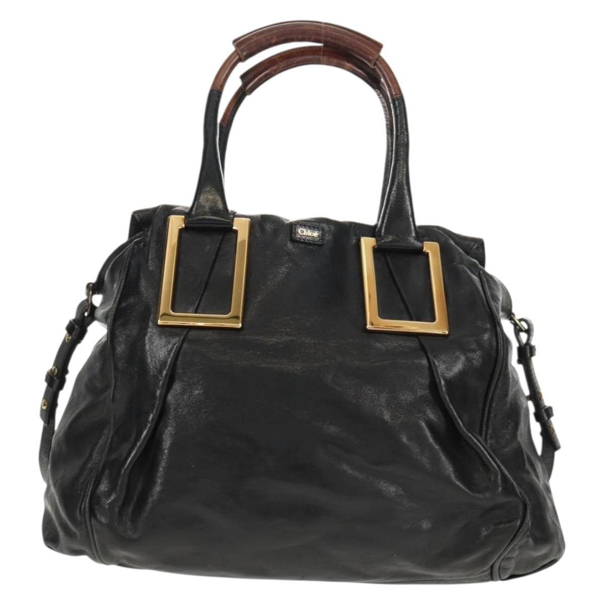 Chloe Ethel Handbag Leather Black Leather Handbag (Authentic  )
