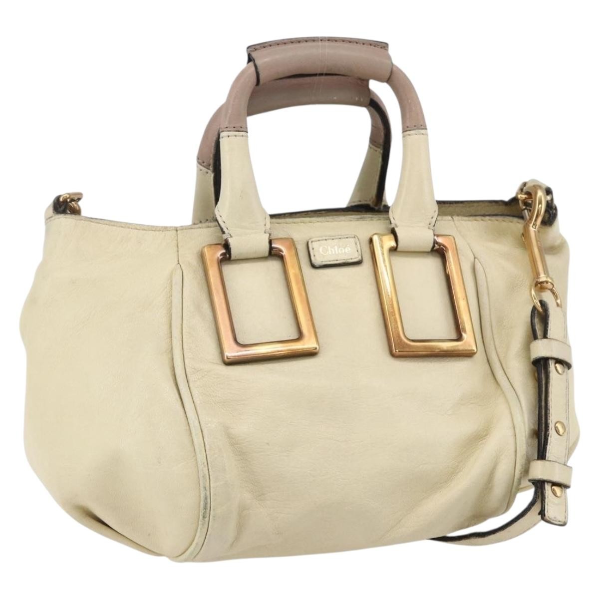 Chloe Ethel Handbag Leather White Leather Handbag (Authentic  )