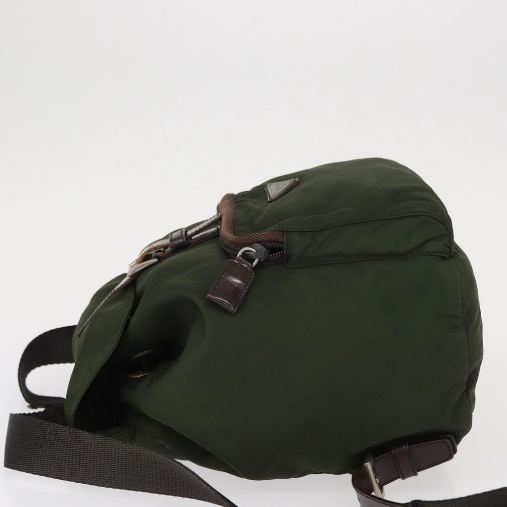 Prada Front Pocket Backpack Tessuto Khaki Nylon Backpack Bag (Authentic  )