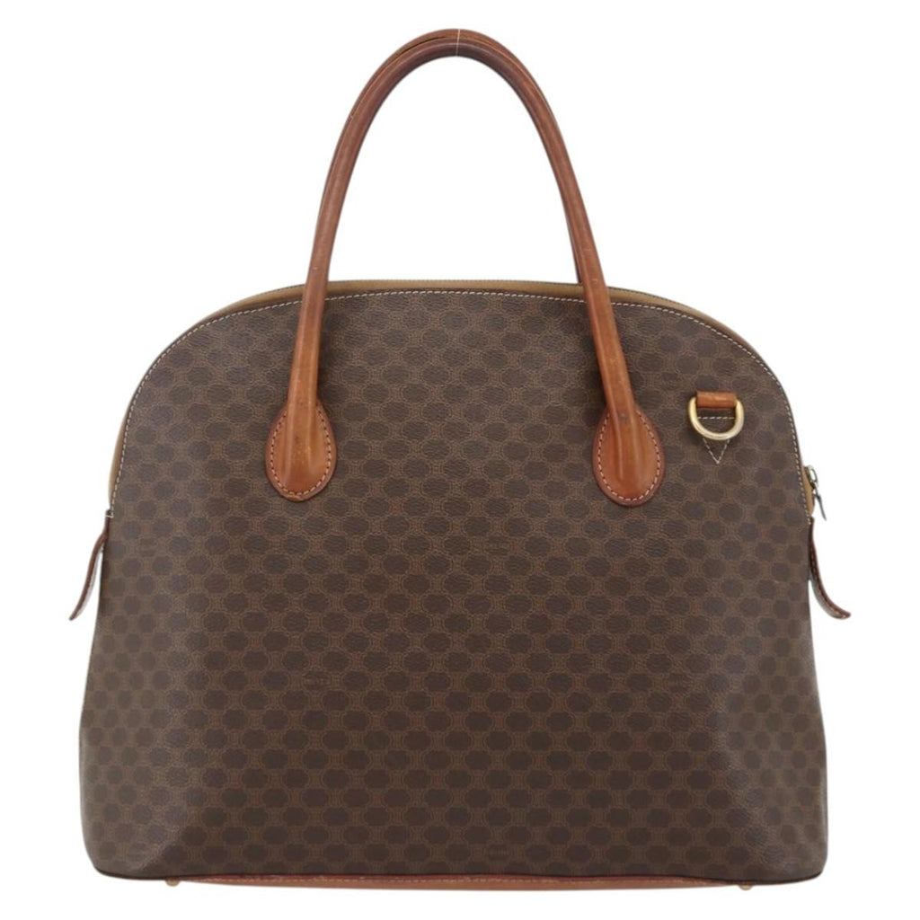 Celine Macadam Handbag Macadam With Leather Brown Canvas Handbag (Authentic  )