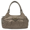 Salvatore Ferragamo Gancini Handbag Leather Silver Leather Handbag (Authentic  )