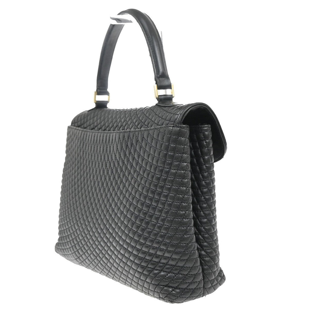 Bally Vintage Handbag Quilted Leather Black Leather Handbag (Authentic  )