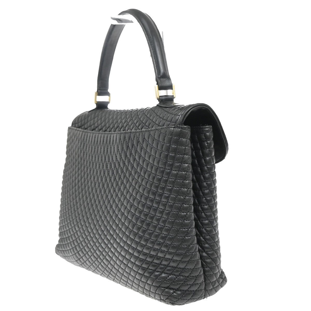 Bally Vintage Handbag Quilted Leather Black Leather Handbag (Authentic  )