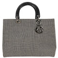 Christian Dior Vintage Lady Dior Bag Houndstooth Canvas Black Canvas Handbag (Authentic  )