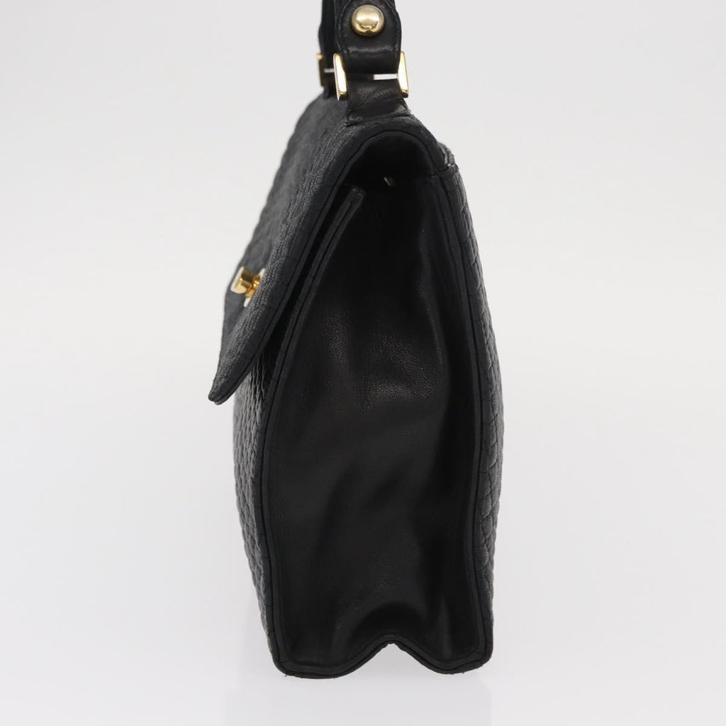 Bally Vintage Handbag Quilted Leather Black Leather Handbag (Authentic  )
