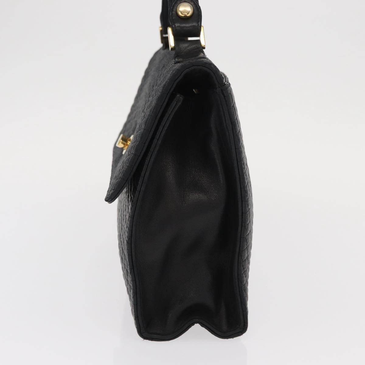 Bally Vintage Handbag Quilted Leather Black Leather Handbag (Authentic  )