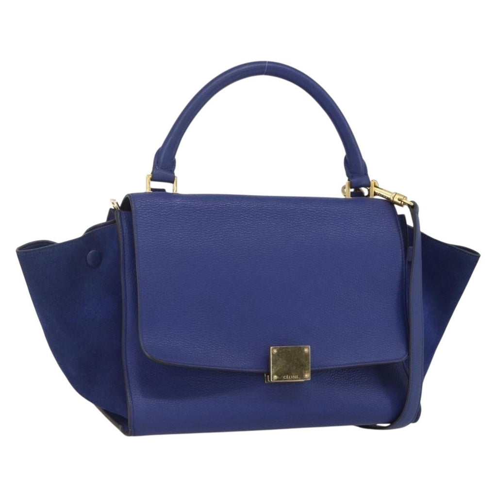 Celine Trapeze Bag Leather Blue Leather Handbag ( )