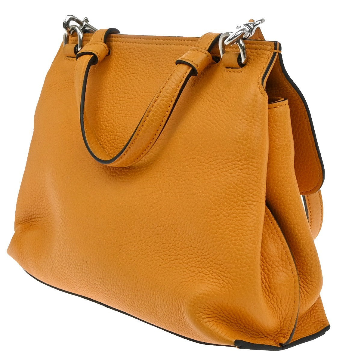 Gucci Bamboo Daily Top Handle Bag Leather Orange Leather Handbag ( )