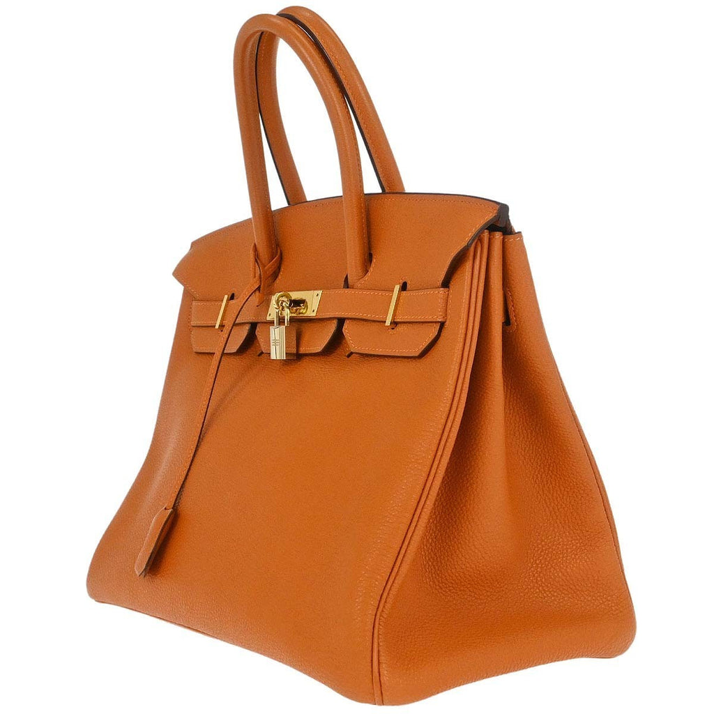 Hermes Birkin Handbag Orange Togo With Gold Hardware Orange Leather Handbag ( )