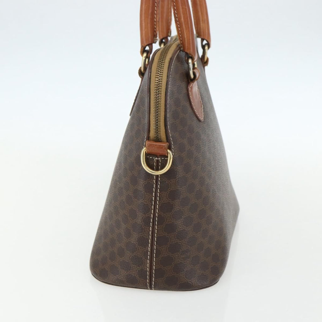 Celine Vintage Macadam Handbag Canvas And Leather Brown Canvas Handbag (Authentic  )