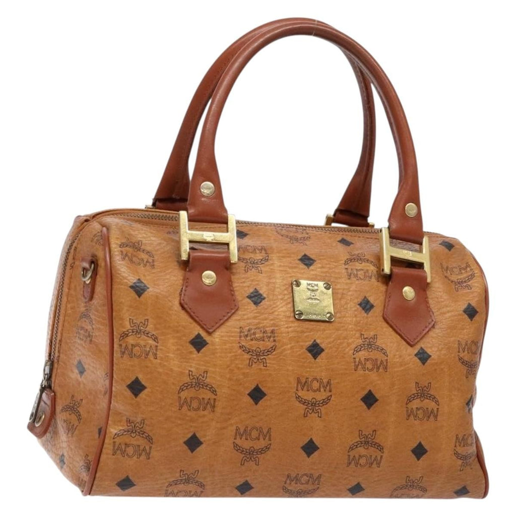 MCM Visetos Logogramme Handbag Canvas And Leather Brown Pvc Handbag (Authentic  )