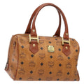 MCM Visetos Logogramme Handbag Canvas And Leather Brown Pvc Handbag (Authentic  )