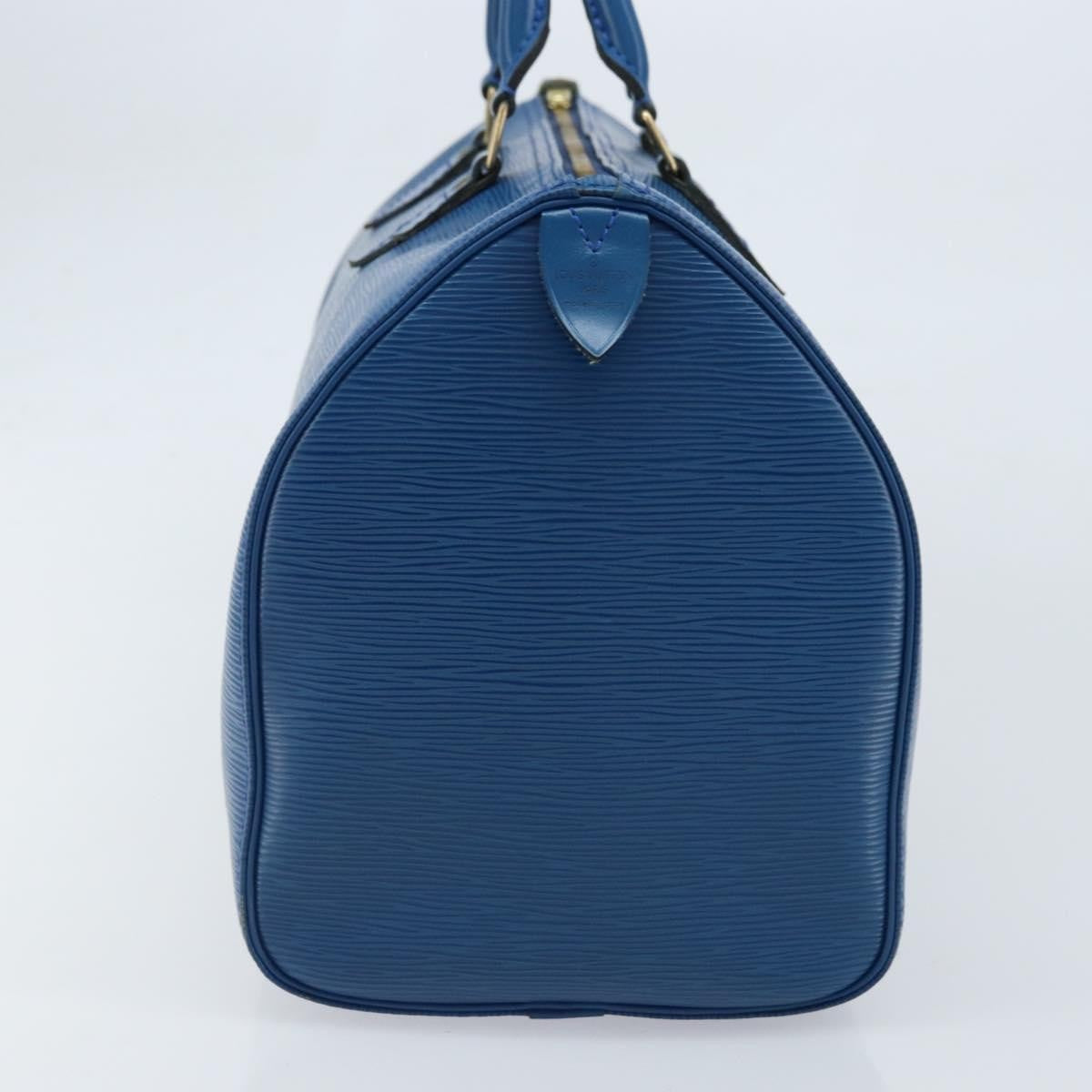 Louis Vuitton Speedy Handbag Epi Leather Blue Leather Handbag (Authentic  )