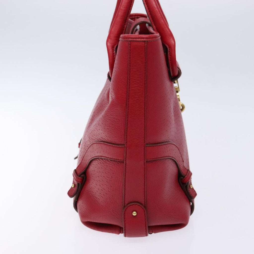 Salvatore Ferragamo Gancini Handbag Leather Red Leather Handbag (Authentic  )