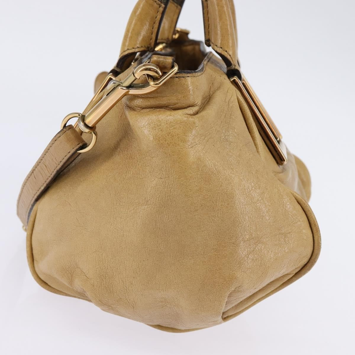 Chloe Ethel Handbag Leather Beige Leather Handbag (Authentic  )