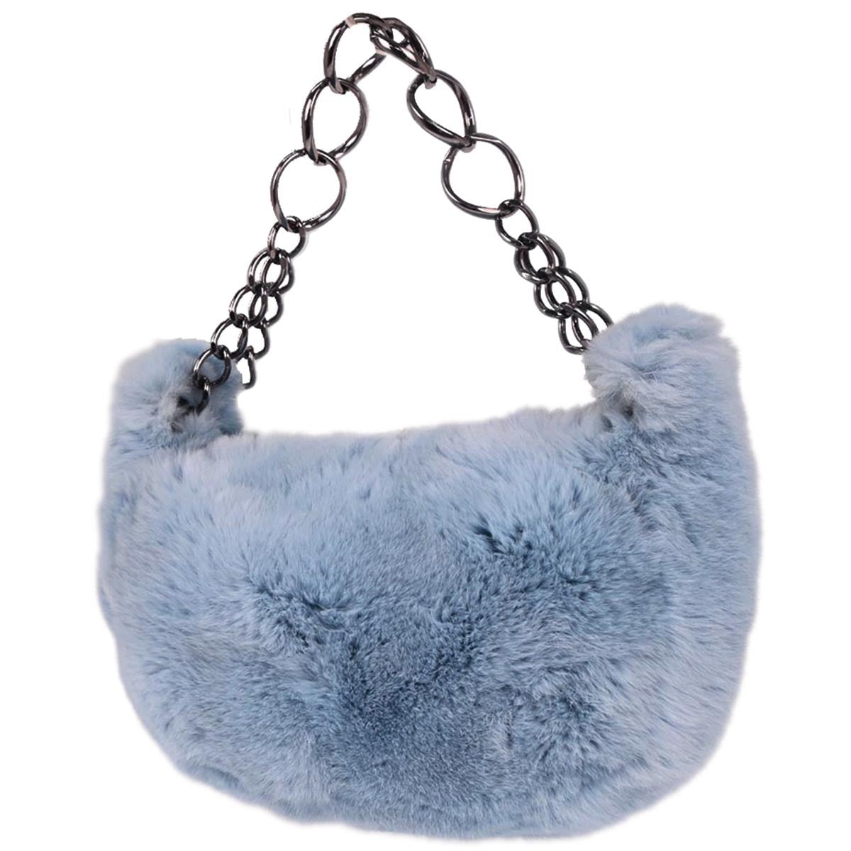 Chanel Chain Hobo Lapin Fur Blue Fur Handbag (Authentic  )