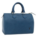 Louis Vuitton Speedy Handbag Epi Leather Blue Leather Handbag ( )