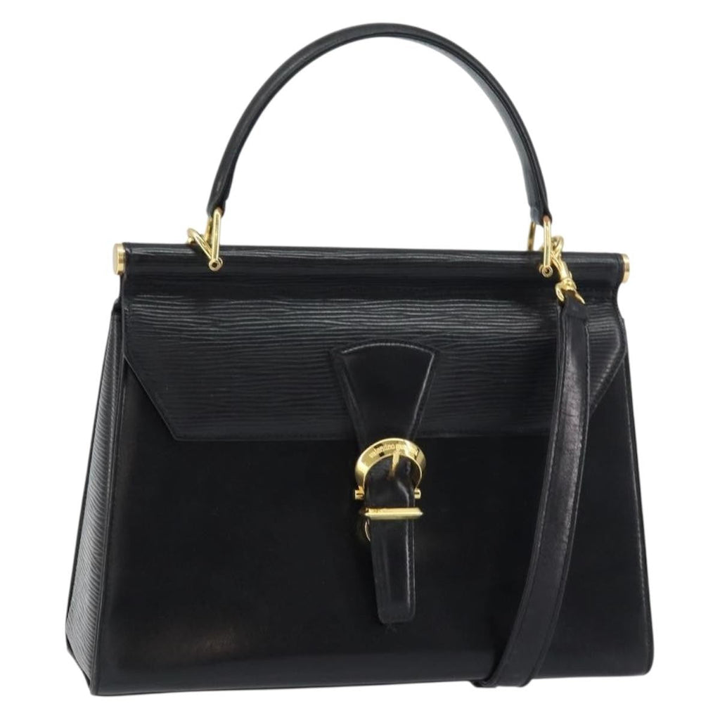 Valentino Garavani Vintage Handbag Leather Black Leather Handbag (Authentic  )