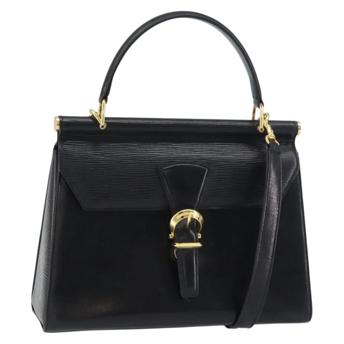 Valentino Garavani Vintage Handbag Leather Black Leather Handbag (Authentic  )
