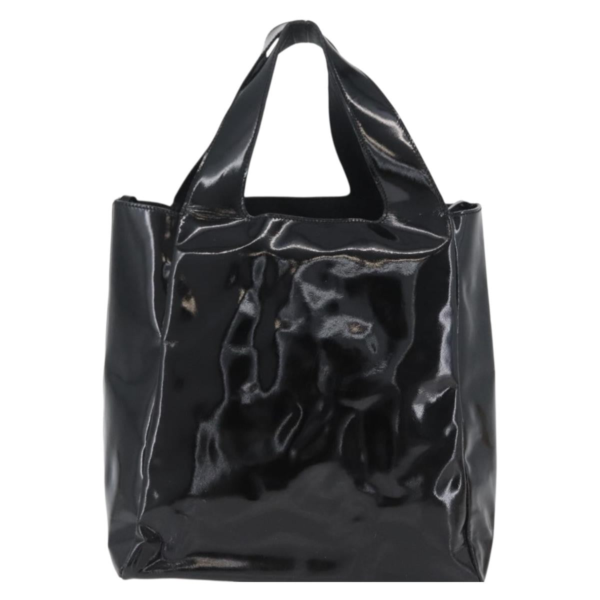Prada Vintage Handbag Patent Leather Black Patent_Leather Handbag (Authentic  )