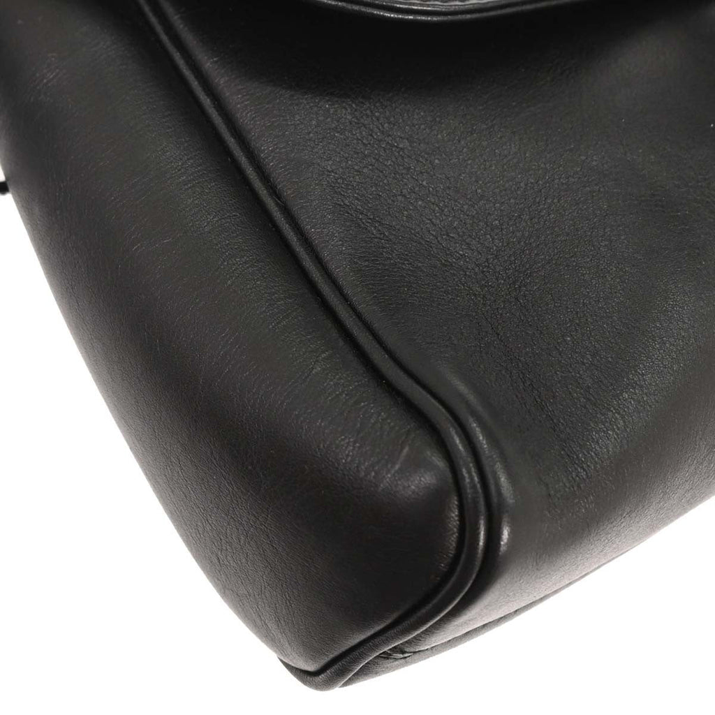 Salvatore Ferragamo Gancini Handbag Leather Black Leather Handbag (Authentic  )