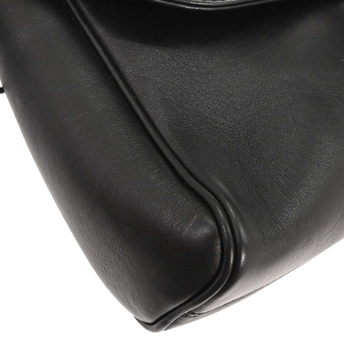 Salvatore Ferragamo Gancini Handbag Leather Black Leather Handbag (Authentic  )