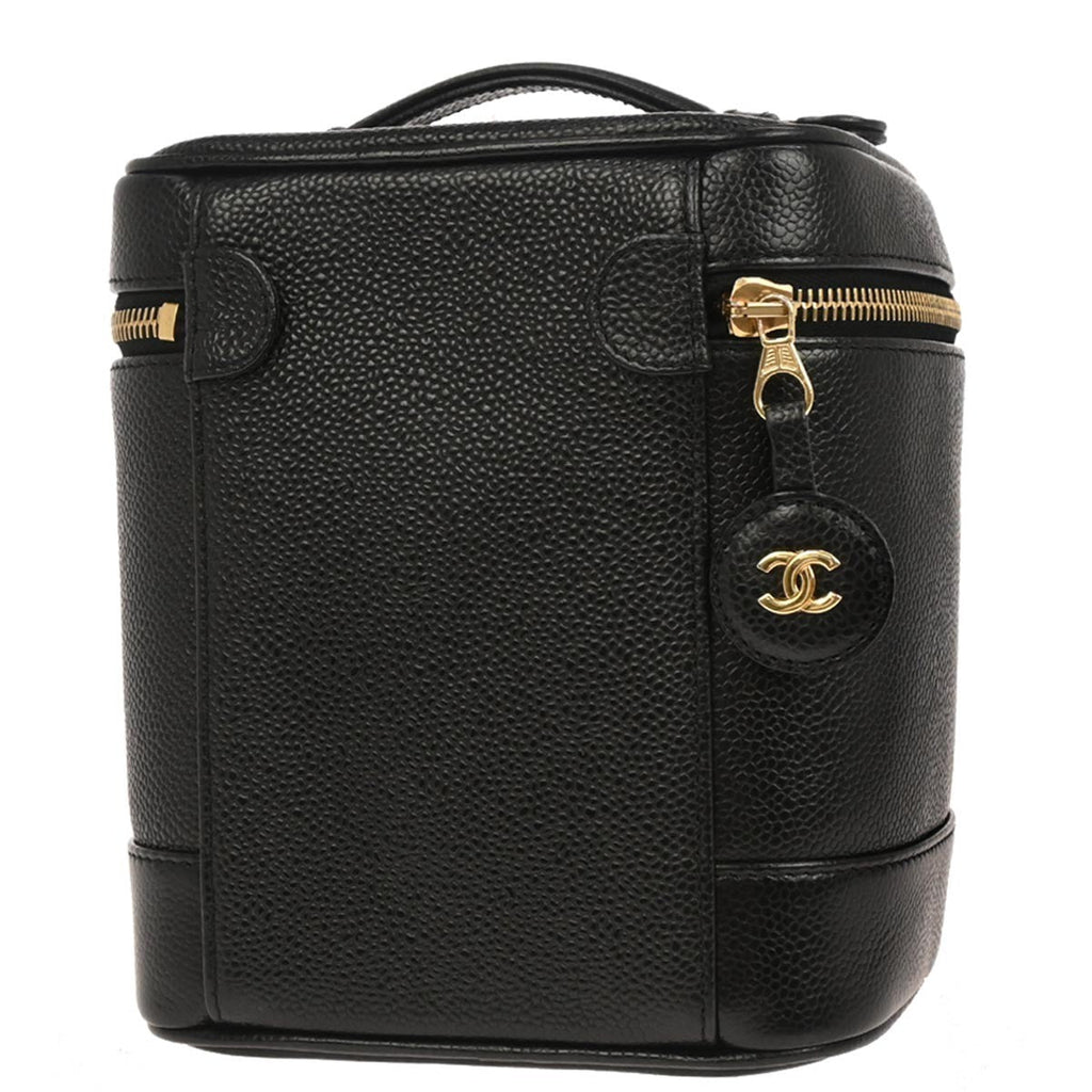 Chanel Vintage Timeless Cosmetic Case Caviar Black Leather Handbag (Authentic  )