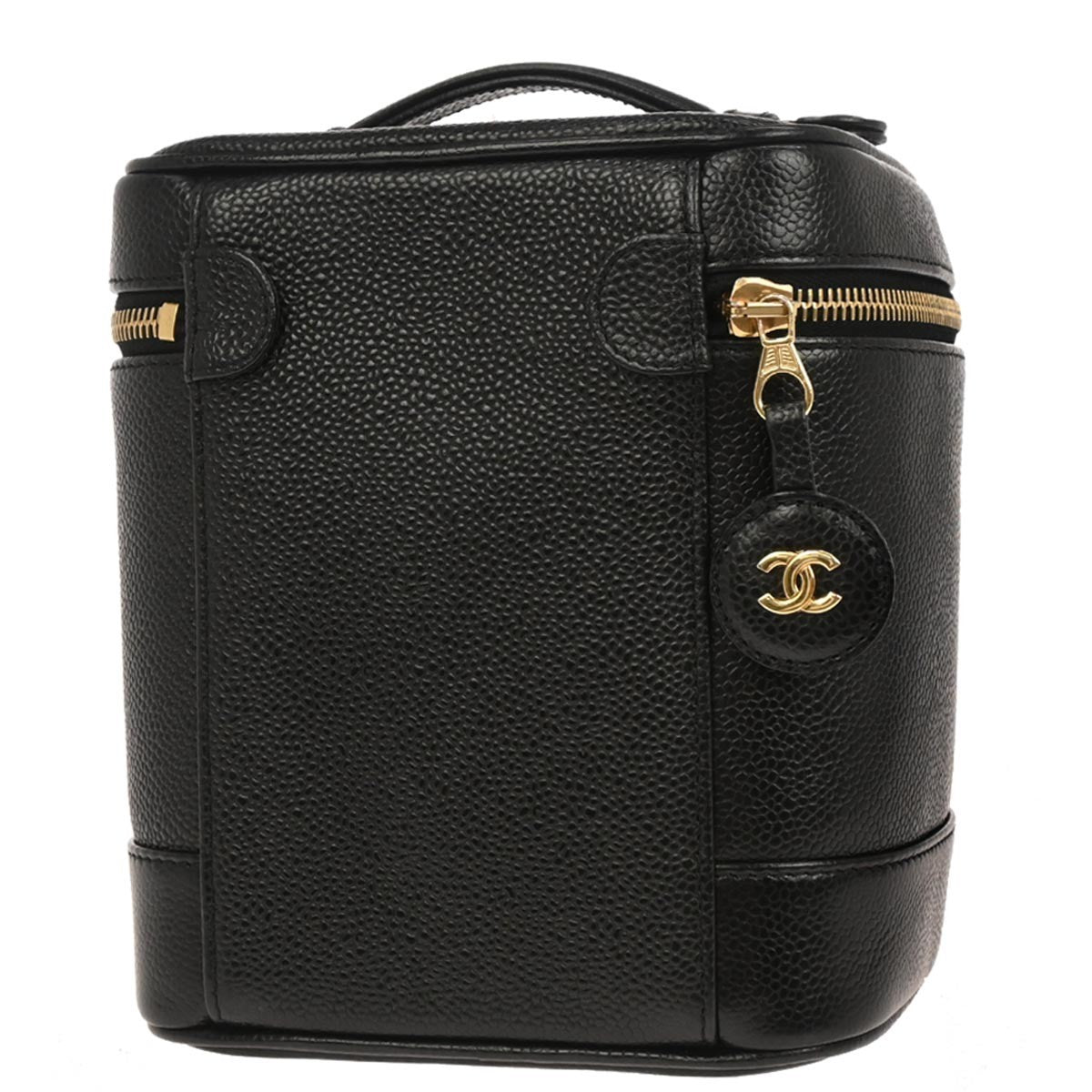 Chanel Vintage Timeless Cosmetic Case Caviar Black Leather Handbag (Authentic  )