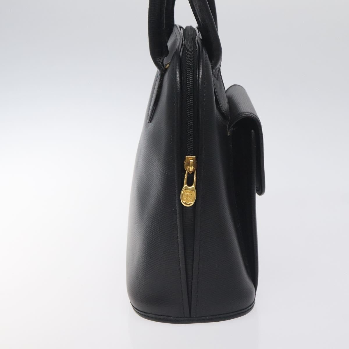 Celine Circle Logo Handbag Leather Black Leather Bag (Authentic  )