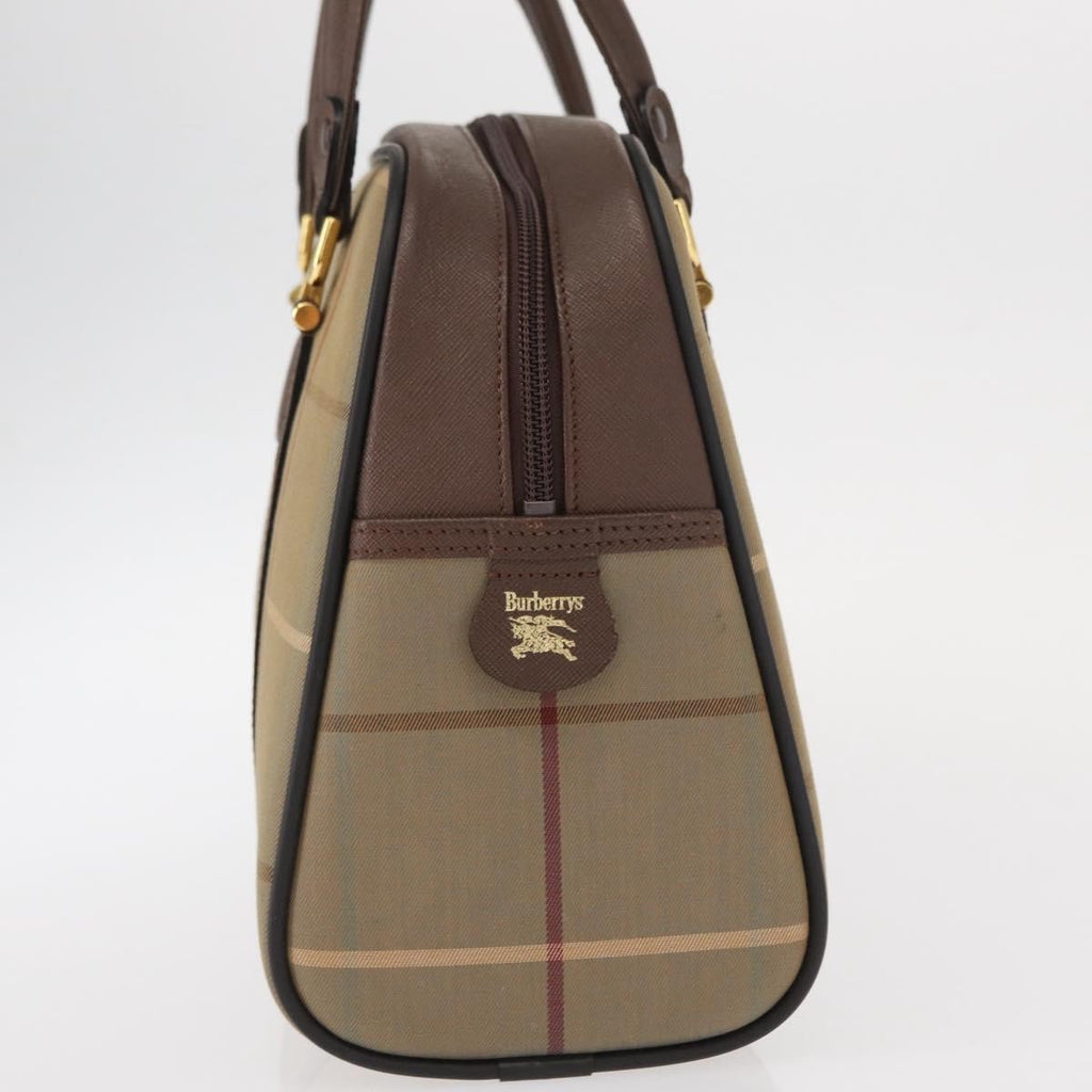 Burberry Nova Check Boston Bag Canvas Beige Canvas Handbag (Authentic  )