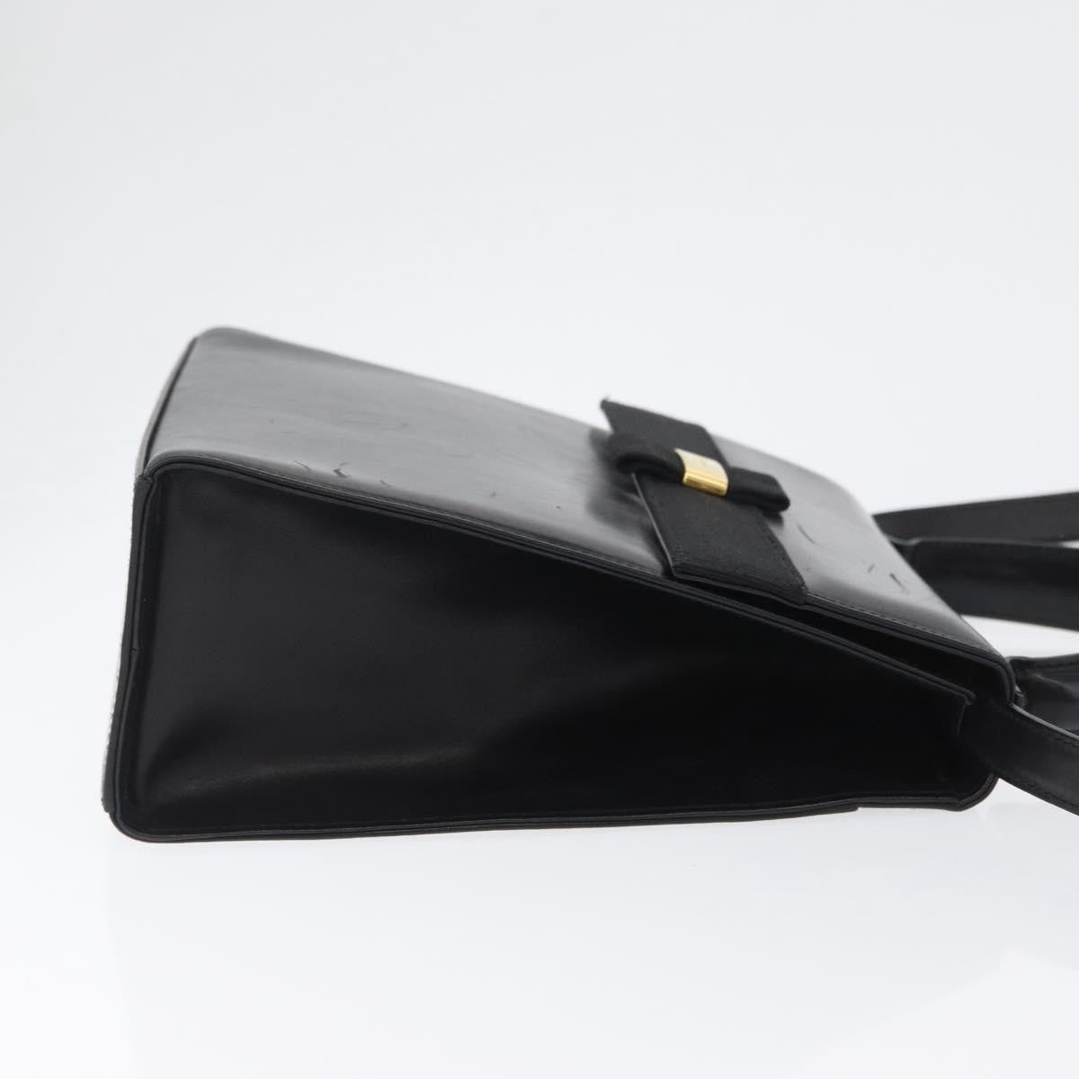 Salvatore Ferragamo Vara Handbag Leather Black Leather Handbag (Authentic  )