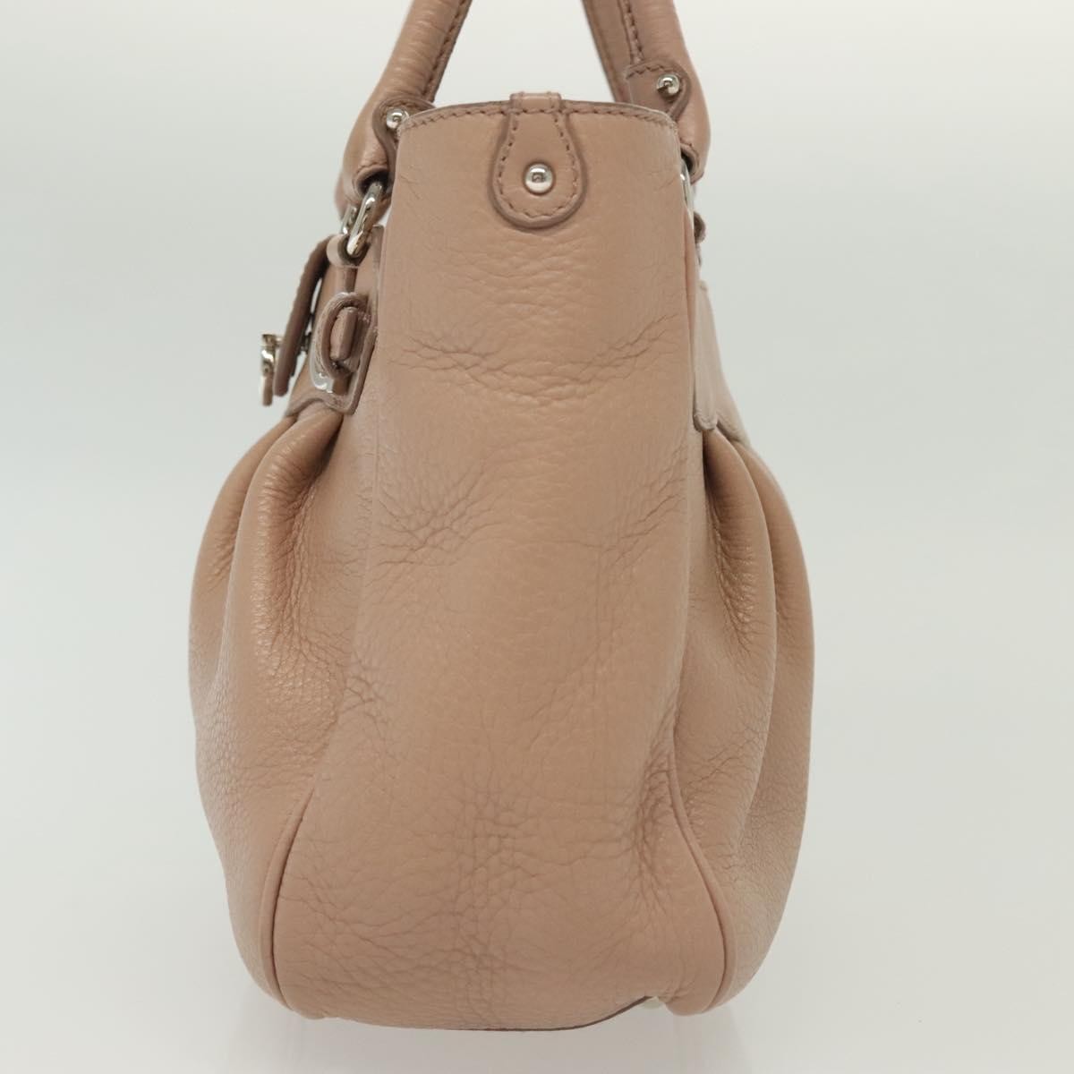 Salvatore Ferragamo Gancini Handbag Leather Pink Leather Handbag (Authentic  )