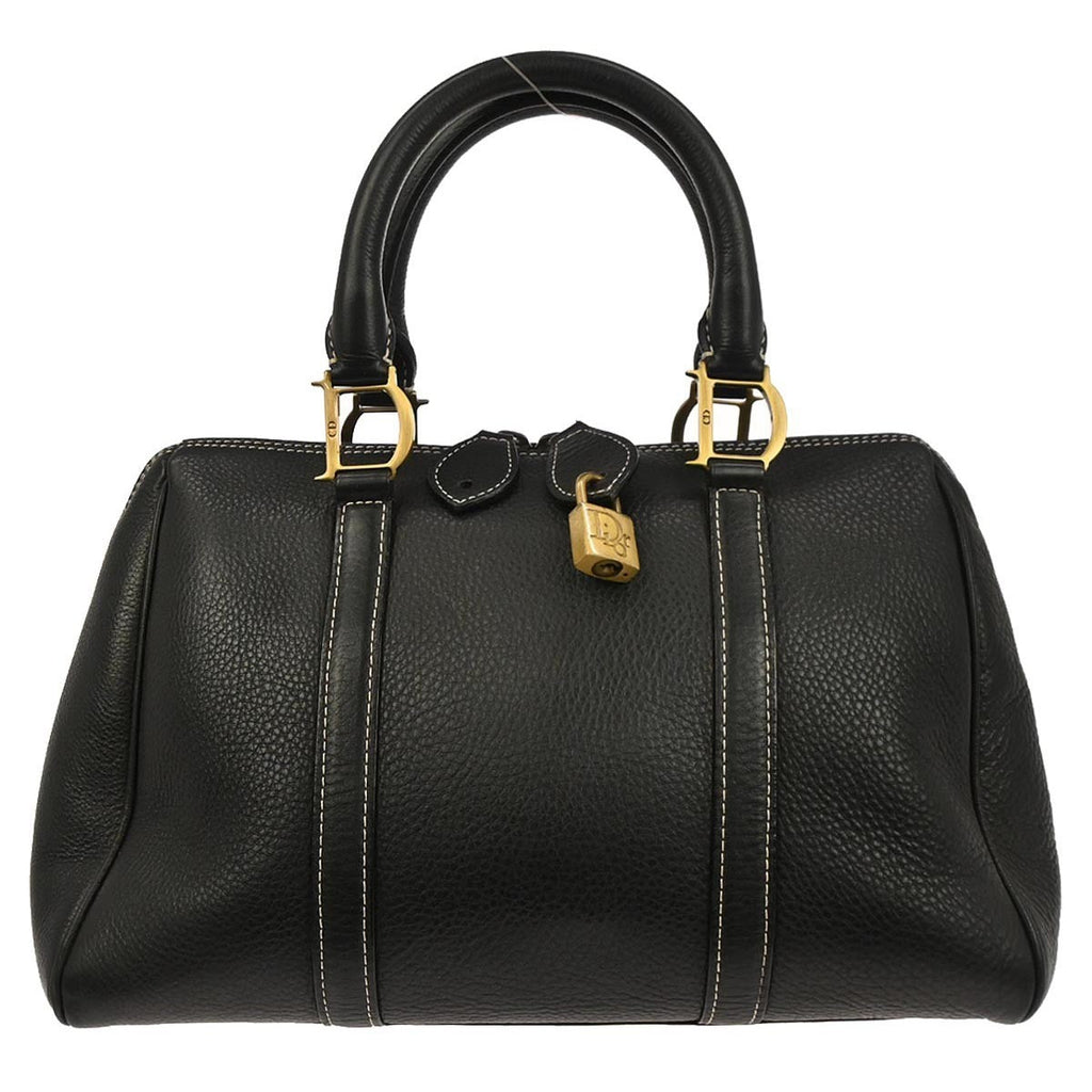 Christian Dior Vintage Handbag Leather Black Leather Handbag (Authentic  )