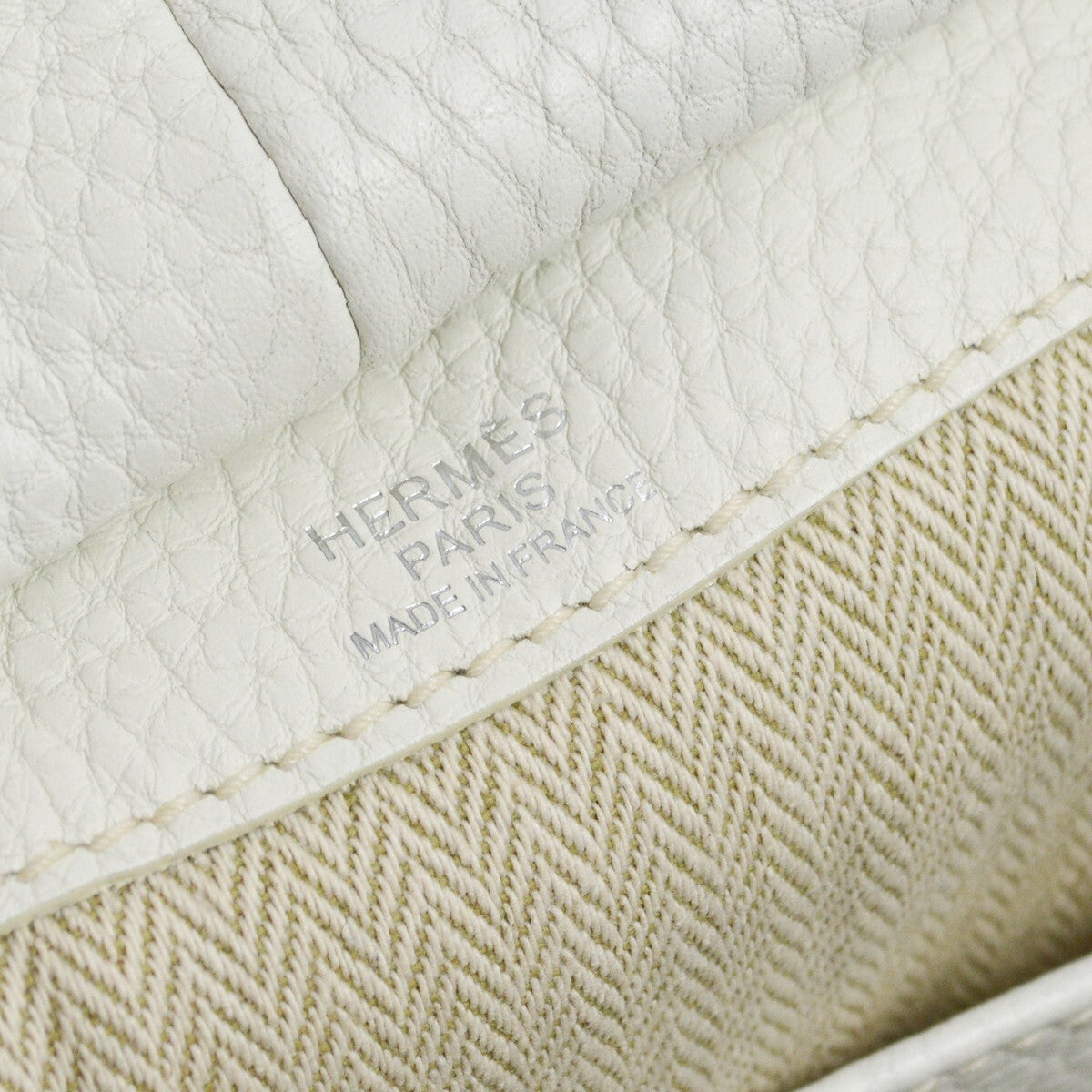 Hermes Pursangle Bag Leather White Leather Handbag (Authentic  )