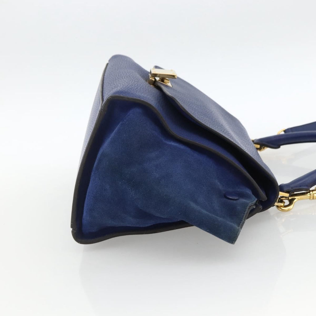Celine Trapeze Bag Leather With Suede Blue Leather Handbag ( )
