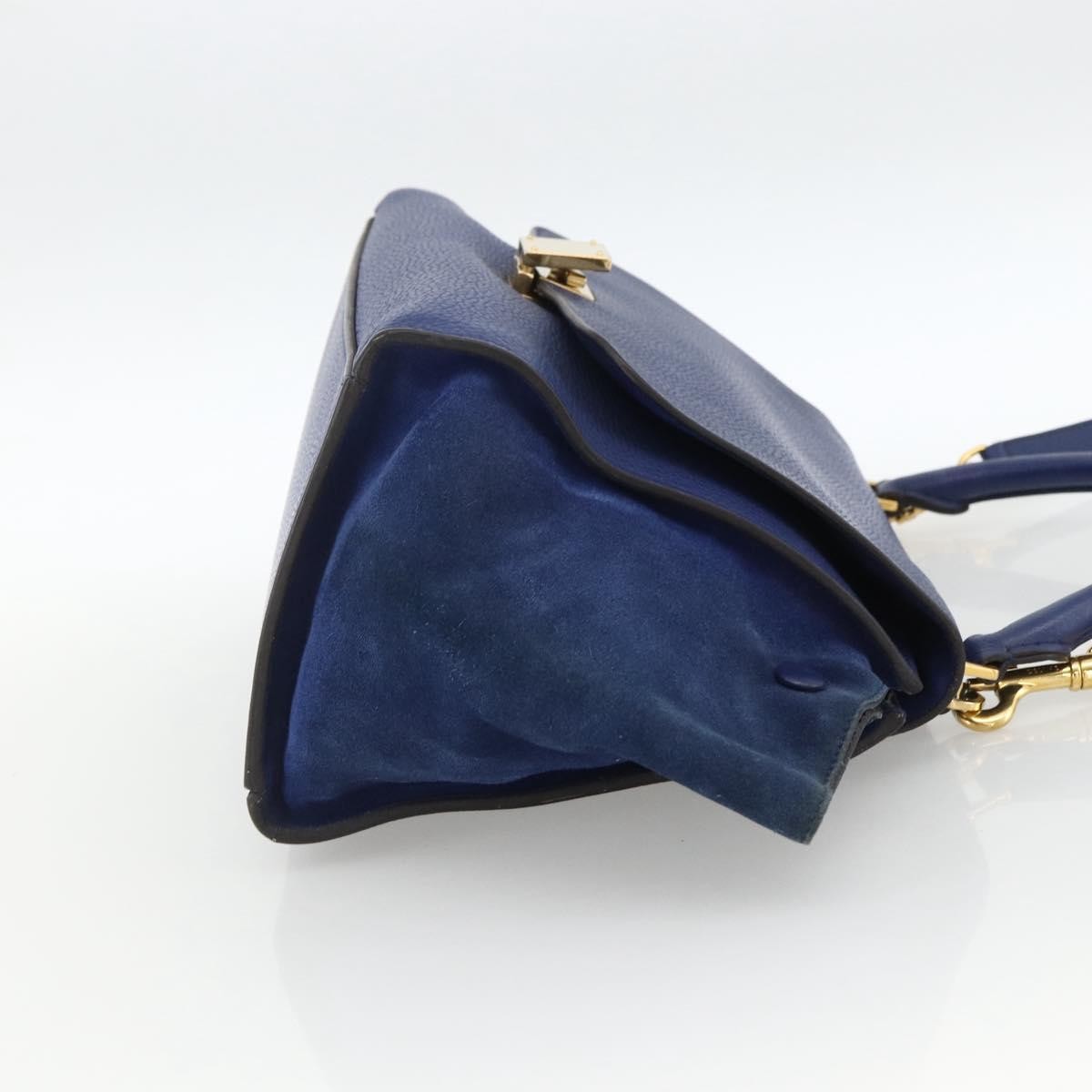 Celine Trapeze Bag Leather With Suede Blue Leather Handbag ( )