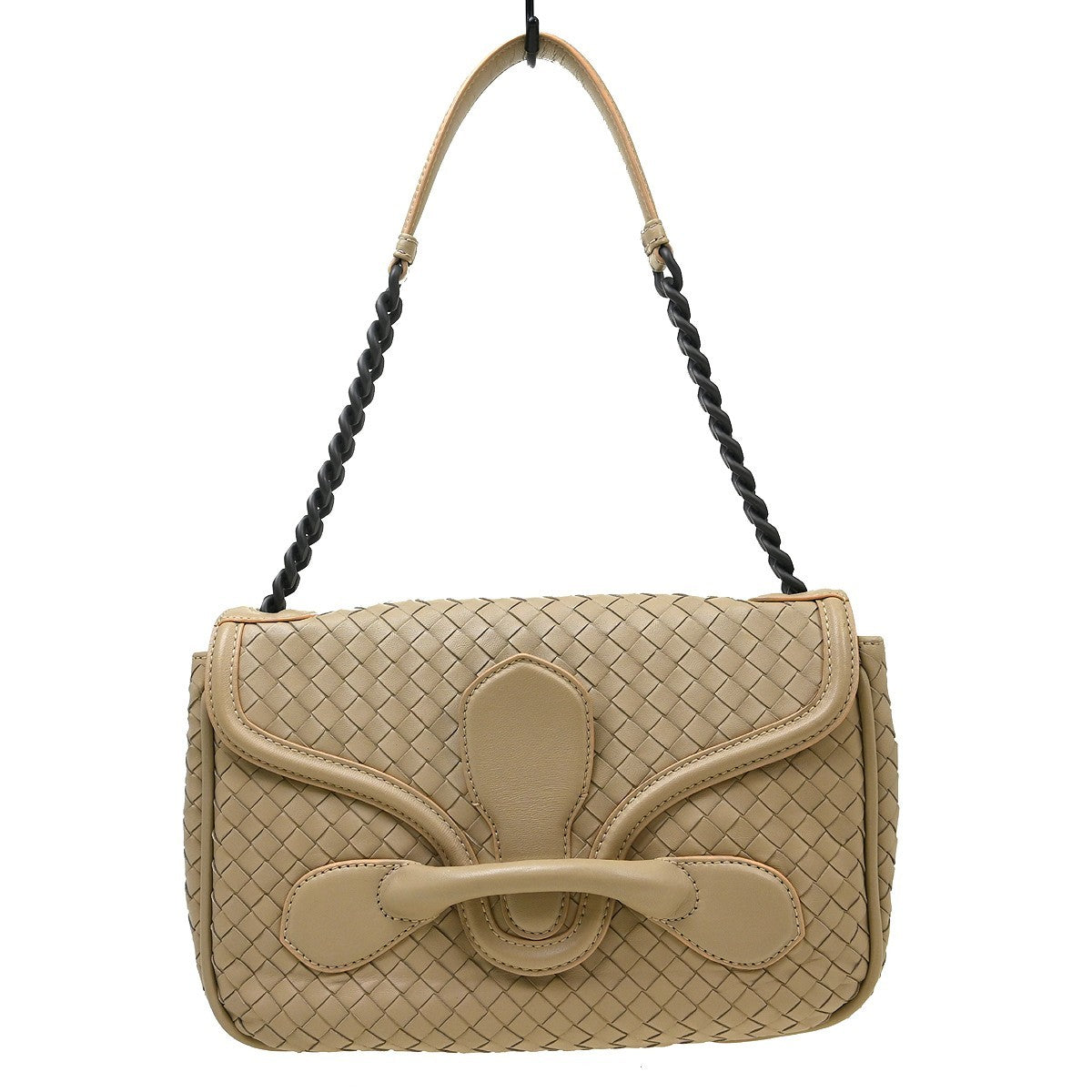 Bottega Veneta Intrecciato Shoulder Bag Leather Beige Leather Handbag ( )