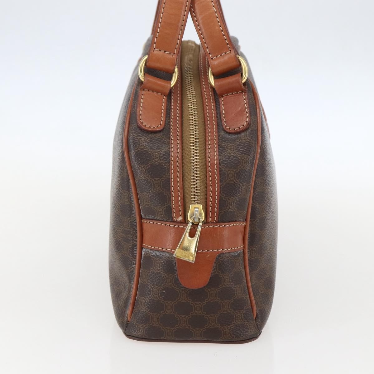 Celine Vintage Macadam Handbag Canvas And Leather Brown Canvas Handbag (Authentic  )