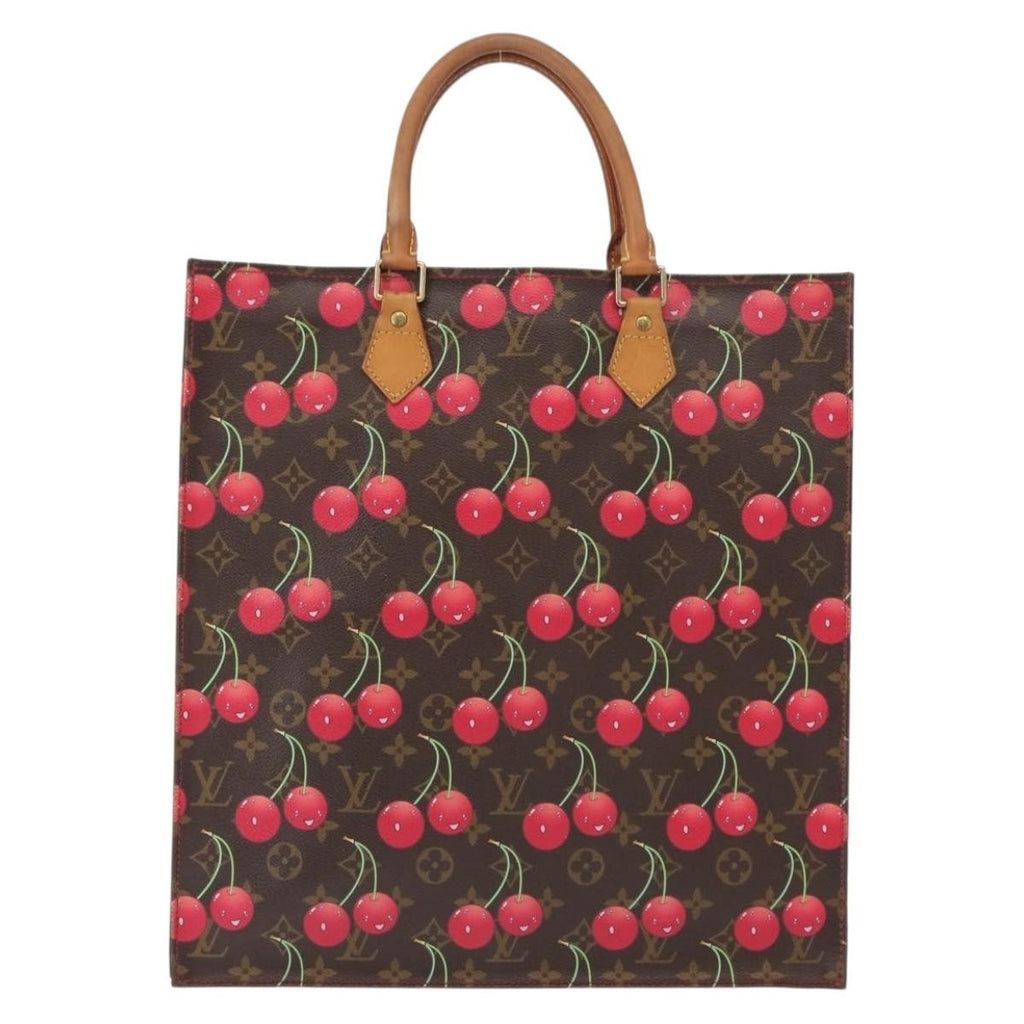 Louis Vuitton Sac Plat Bag Limited Edition Monogram Cerises Brown Canvas Handbag (Authentic  )