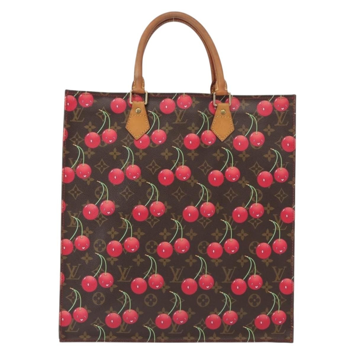 Louis Vuitton Sac Plat Bag Limited Edition Monogram Cerises Brown Canvas Handbag (Authentic  )