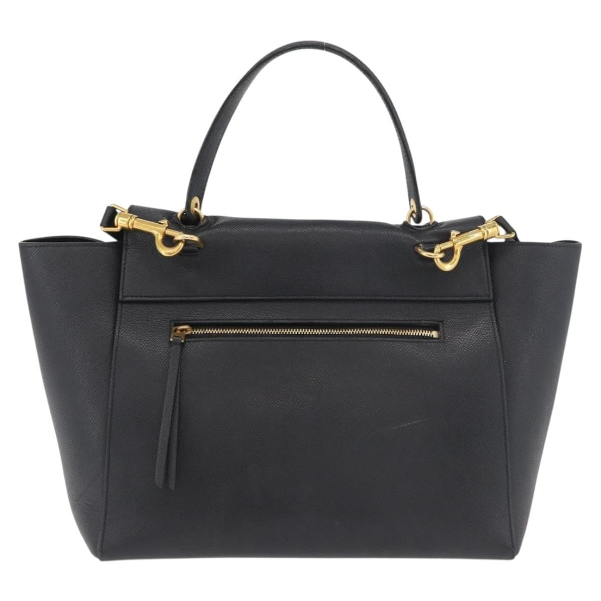 Celine Belt Bag Textured Leather Black Leather Handbag ( )