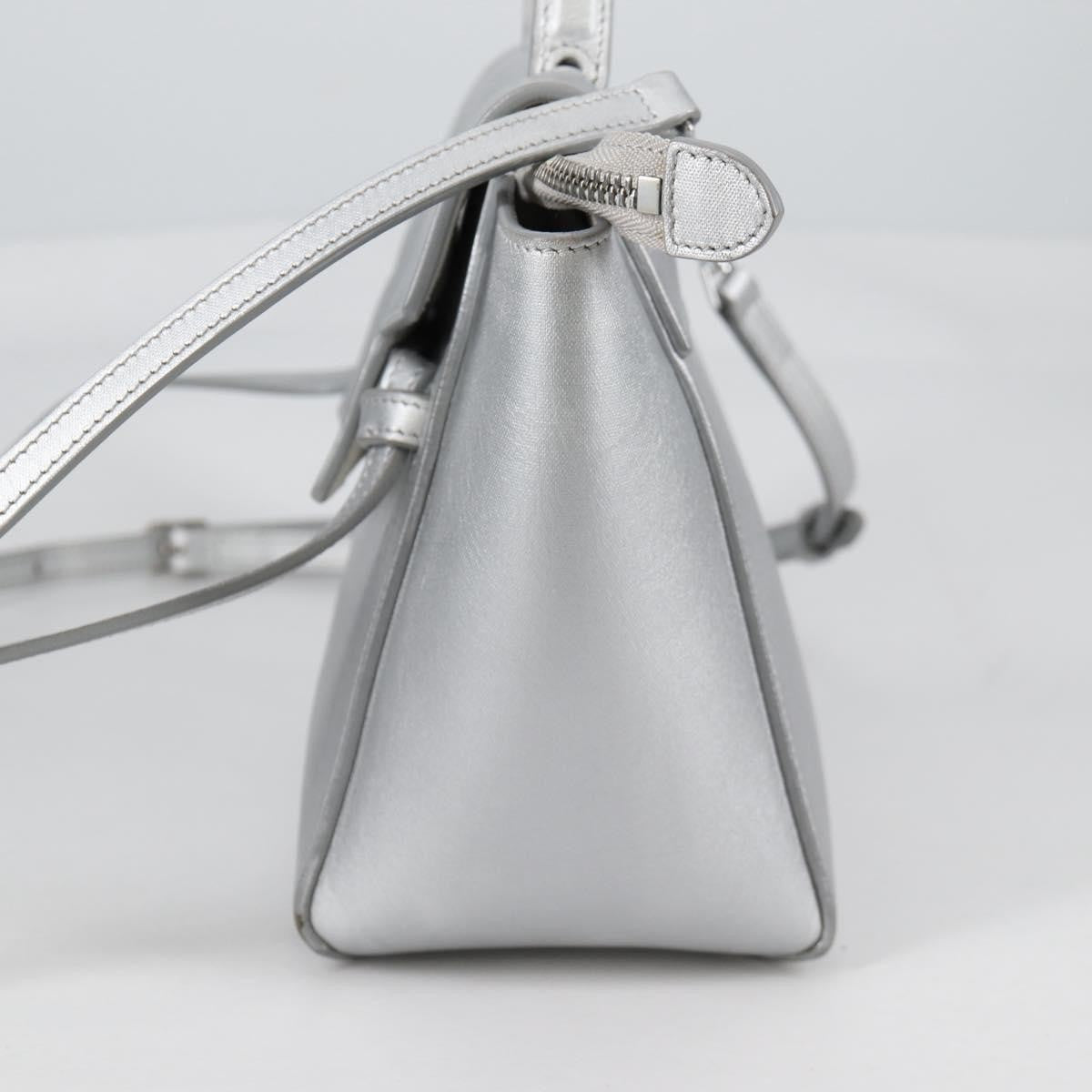 Celine Belt Bag Textured Leather Silver Leather Handbag (Authentic  )