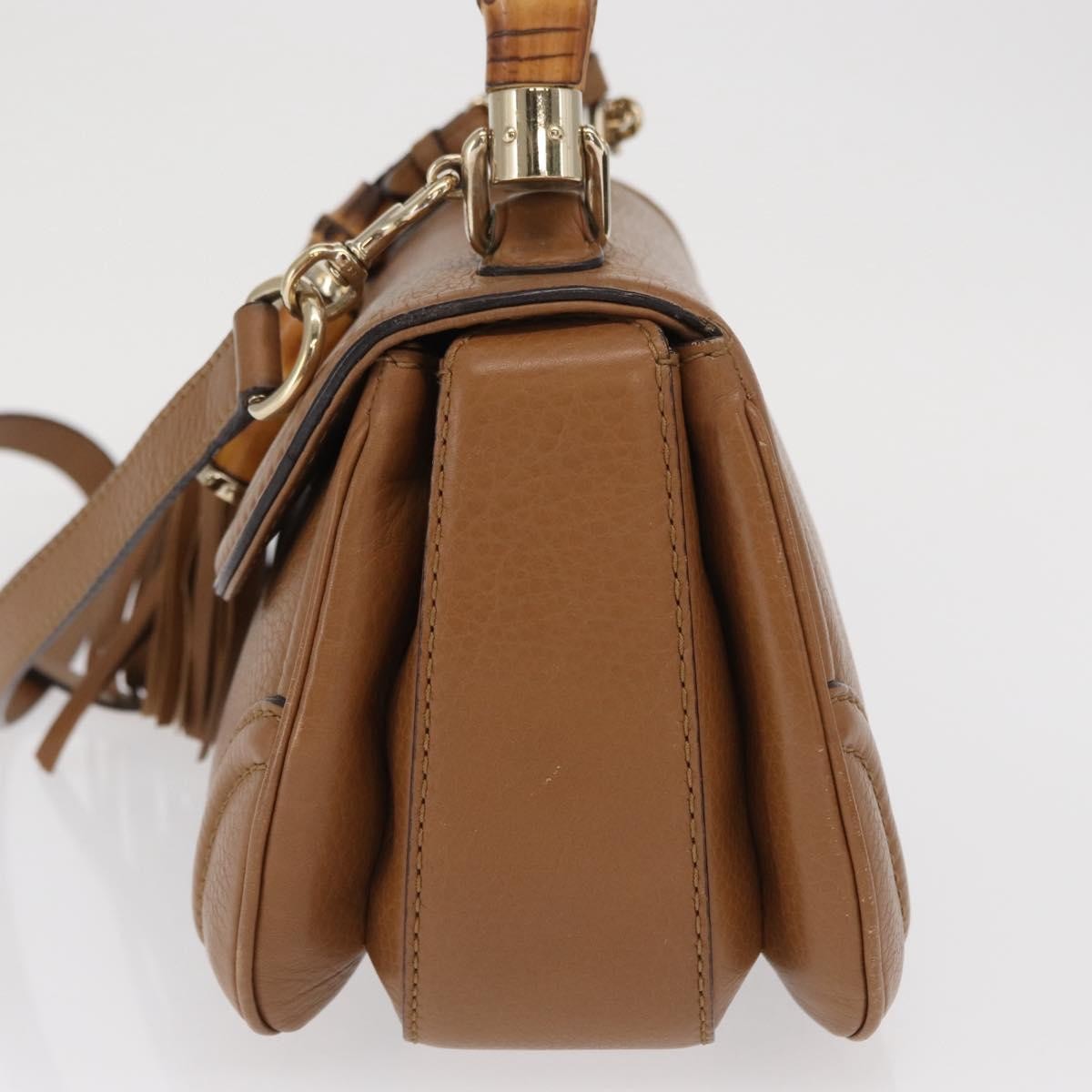 Gucci New Bamboo 1921 Top Handle Bag Leather Brown Leather Handbag (Authentic  )