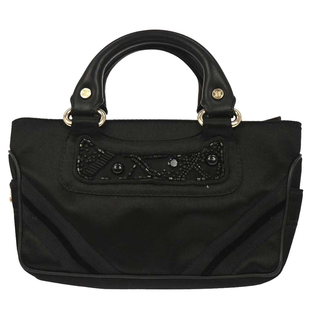 Celine Boogie Satchel Satin Black Satin Handbag (Authentic  )