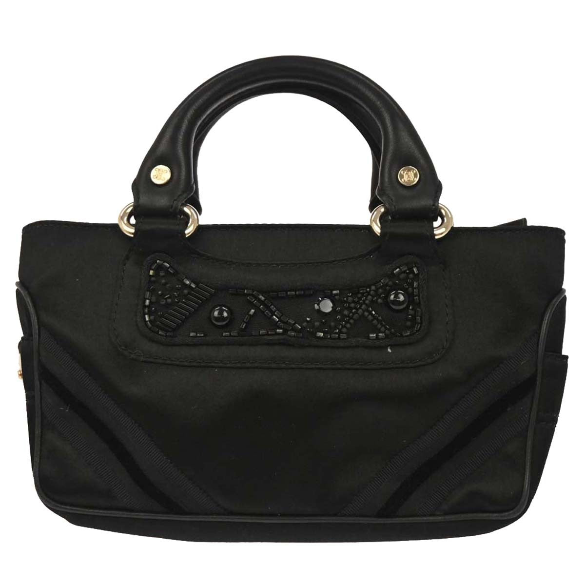 Celine Boogie Satchel Satin Black Satin Handbag (Authentic  )