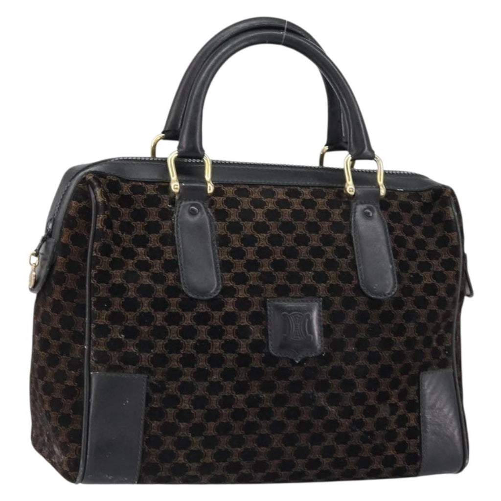 Celine Vintage Macadam Handbag C Macadam Suede Black Suede Handbag (Authentic  )